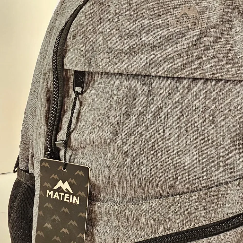 MATEIN Gray Laptop Backpack USB Charging Port Travel School Work Bag 19x 13x 6